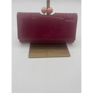New Ted Baker London Patent Raspberry Bobble Kisslock Matinee Flap Wallet Clutch